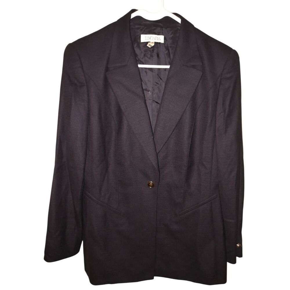 Escada Vintage black single-button blazer Women's 42 structured shoulders classi
